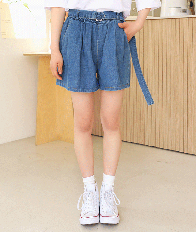 kikiko-청벨트밴딩숏팬츠♡韓國女裝褲